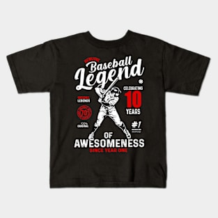 10th Birthday Gift Baseball Legend 70 Years Kids T-Shirt